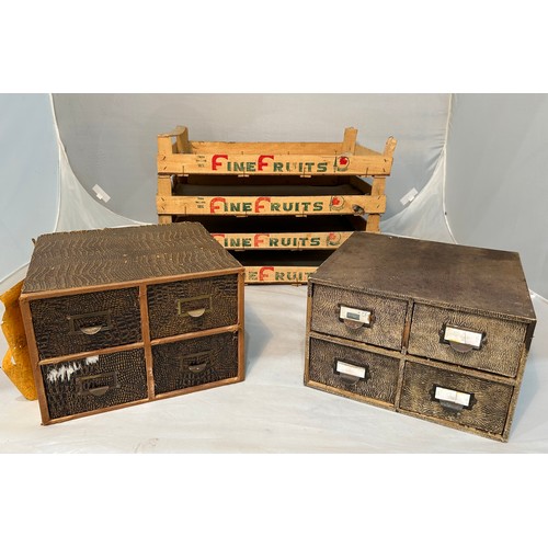 158 - Apple Crates x 4 and 2 x 1950,s Card Filing Boxes.