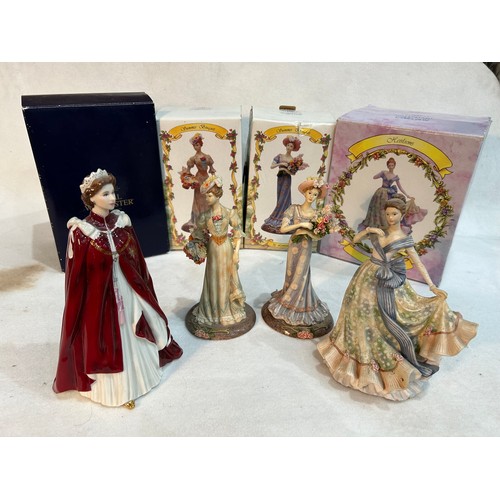 157 - Royal Worcester Figurine and 3 x Leonardo Figurines.