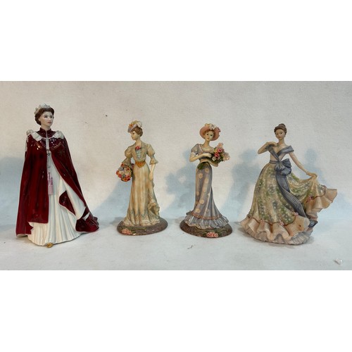 157 - Royal Worcester Figurine and 3 x Leonardo Figurines.