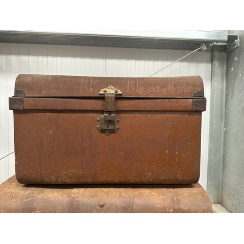 19 - Two large tin trunks approx dimensions large: 76 wide x 56 deep x 51 highsmall: approx 66 x 47 x 42c... 