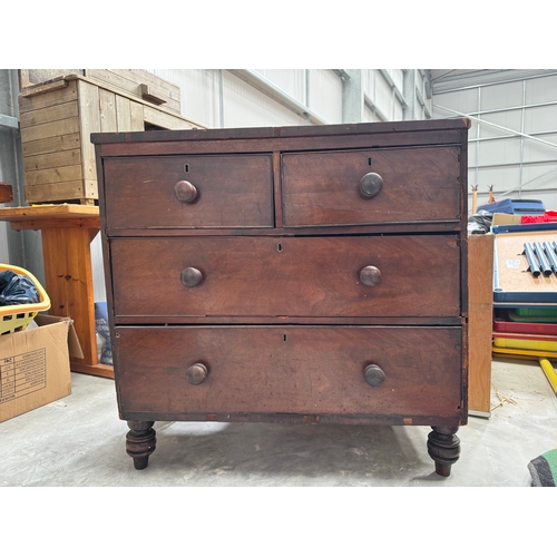 7 - Small Victorian Mahogany Chest of 2 short and 2 long Drawers