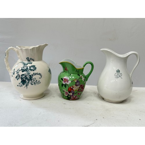 130 - 3 large Porcelain Wash jugs by Fernland, Minton and one other