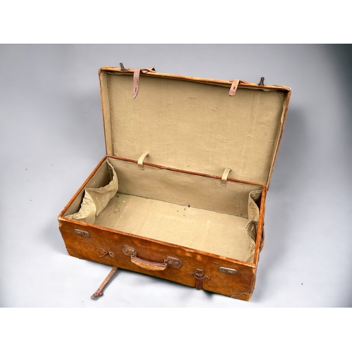 153 - A scarce antique suede travel Trunk.Width - 92cmDepth - 52cmHeight - 30cm