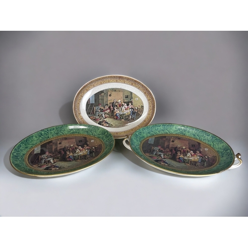 430 - Three 19th century F&R Pratt serving dishes. 'The blind fiddler' pattern, by David Wilkie. With ... 