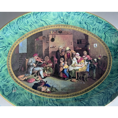 430 - Three 19th century F&R Pratt serving dishes. 'The blind fiddler' pattern, by David Wilkie. With ... 