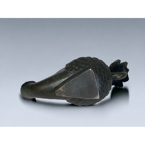 451 - A GRAND TOUR BRONZE 'ROMAN' OIL LAMP. 19th Century. Modelled as a woman's head with elaborate head d... 