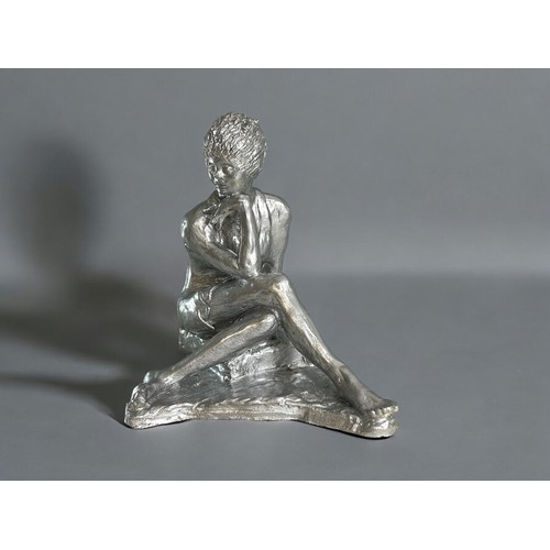 435 - Artist maquette of sitting young girl monogrammed JPK.Height - 23cm