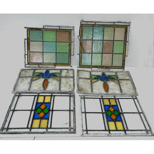 163 - Tray of Vintage Stained Glass Leaded Panels.