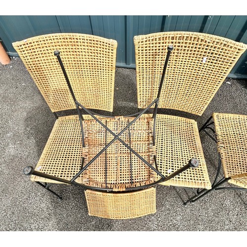 380 - A Set of 4 Ratan and Bent Steel Chairs - Used Condition