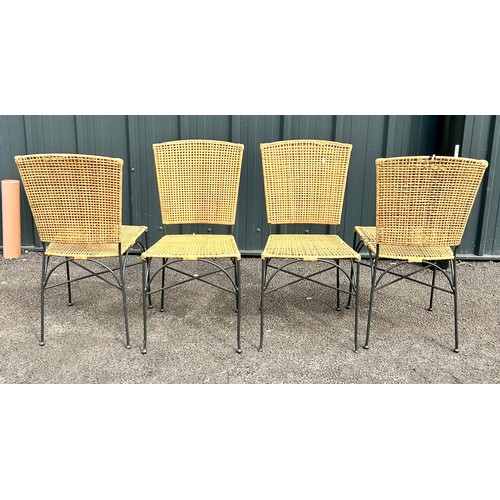 380 - A Set of 4 Ratan and Bent Steel Chairs - Used Condition