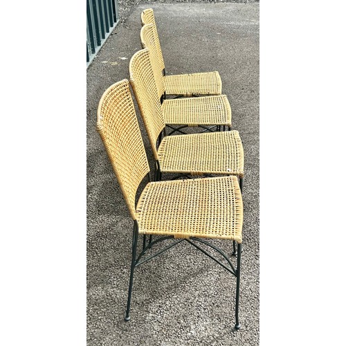 380 - A Set of 4 Ratan and Bent Steel Chairs - Used Condition