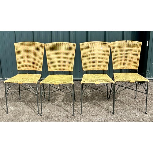 380 - A Set of 4 Ratan and Bent Steel Chairs - Used Condition