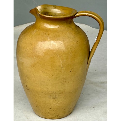 379 - Large Antique Glazed French Pottery Wine Jug - 37cm Tall