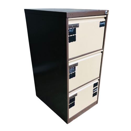 409 - Metal 3 Drawer Filing Cabinet with Key Height 101cm