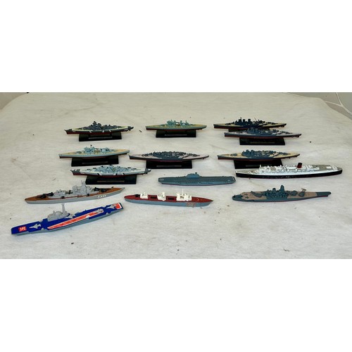 393 - A Large Collection of Scale Model Warships and others including Matchbox in a Vintage Leather Case