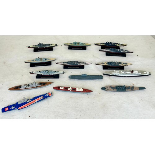 393 - A Large Collection of Scale Model Warships and others including Matchbox in a Vintage Leather Case