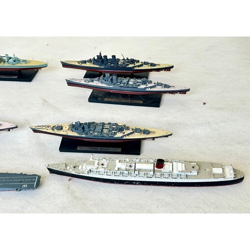 393 - A Large Collection of Scale Model Warships and others including Matchbox in a Vintage Leather Case