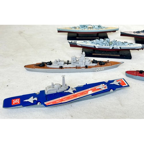 393 - A Large Collection of Scale Model Warships and others including Matchbox in a Vintage Leather Case