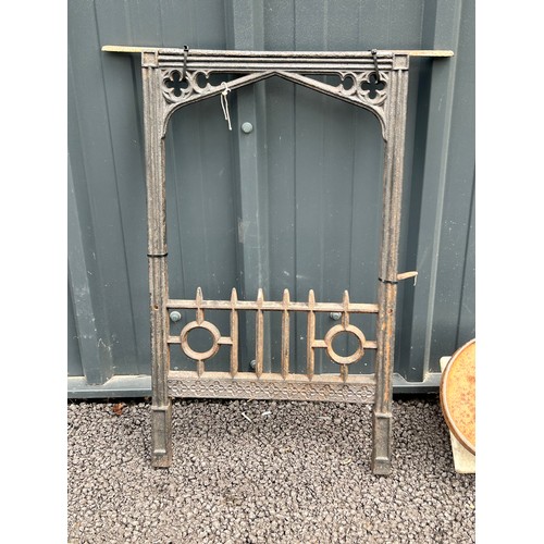 426 - A Vintage Metal Garden Chair (Frame), A Victorian Cast Iron Fire Surroun with a Large Vintage Marble... 