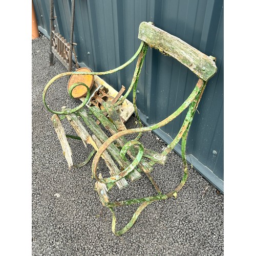 426 - A Vintage Metal Garden Chair (Frame), A Victorian Cast Iron Fire Surroun with a Large Vintage Marble... 