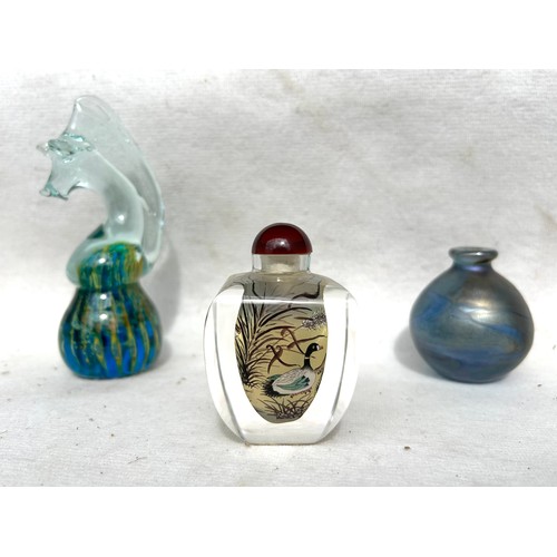 424 - A Chinese Glass Snuff bottle with a Collection of Mdina and other signed paper weights and perfume b... 