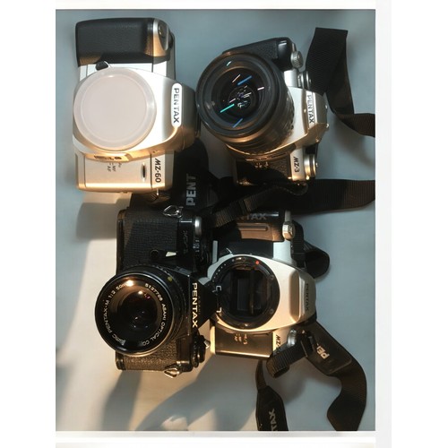 168 - Pentax Cameras 35mm Cameras x 4 - 1. Pentax MZ-3 With Pentax 28-80 lens2. Pentax MZ 503. Pentax MZ 6... 