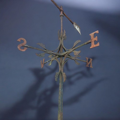 163 - Georgian Wrought Iron Weather Vane.  Approx dimension 126 high x 92cm. Height is to the base of the ... 