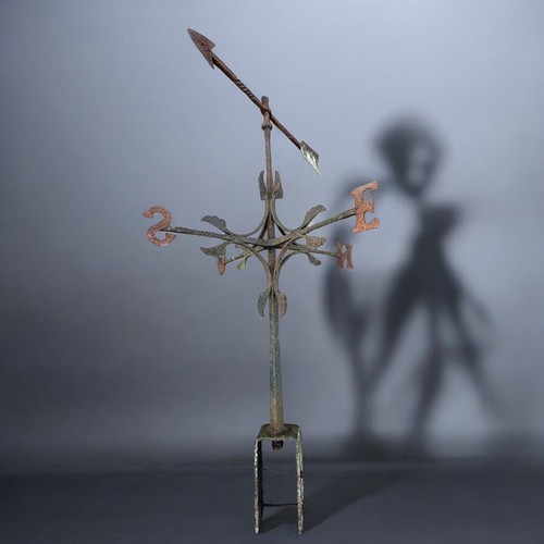 163 - Georgian Wrought Iron Weather Vane.  Approx dimension 126 high x 92cm. Height is to the base of the ... 