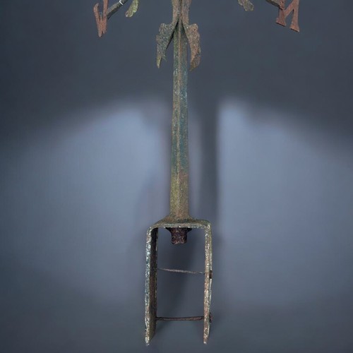 163 - Georgian Wrought Iron Weather Vane.  Approx dimension 126 high x 92cm. Height is to the base of the ... 