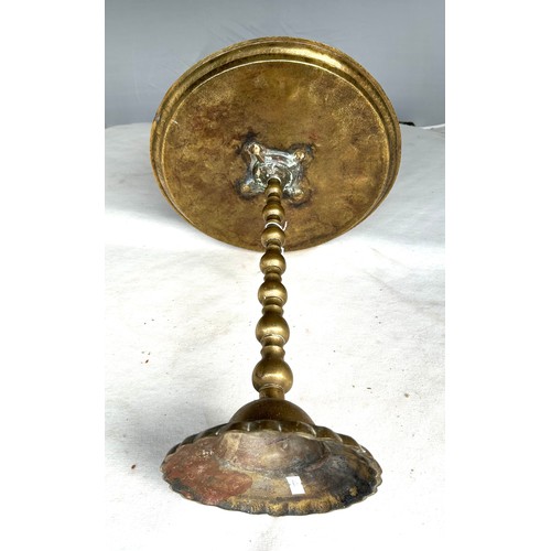 48 - An Antique Brass Wine Table - 43cm tall x 34cm wide