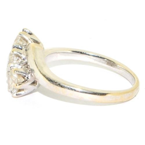 104 - 18ct white gold ladies 3 stone diamond twist ring Hall marked in the ring as diamond at 1ct size N