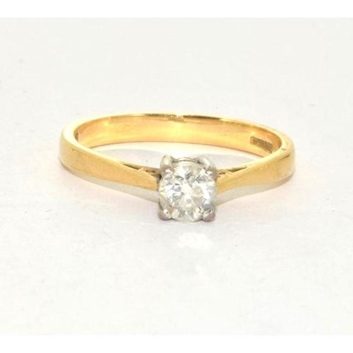 23 - 18ct gold ladies Diamond solitaire Hall marked as as 40 points size N