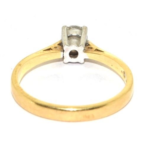 23 - 18ct gold ladies Diamond solitaire Hall marked as as 40 points size N