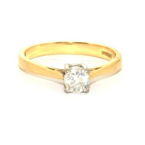 23 - 18ct gold ladies Diamond solitaire Hall marked as as 40 points size N