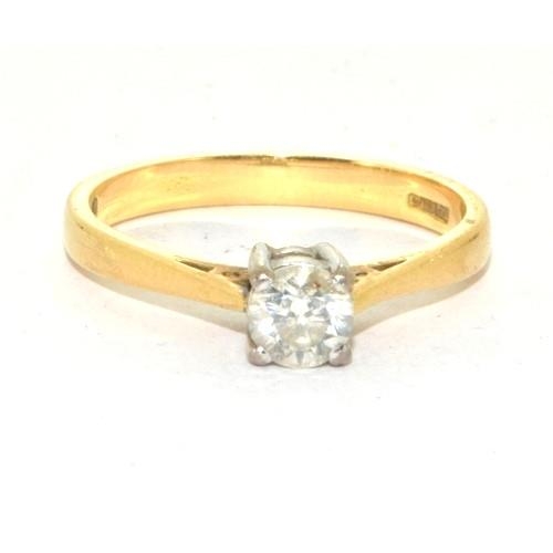 23 - 18ct gold ladies Diamond solitaire Hall marked as as 40 points size N