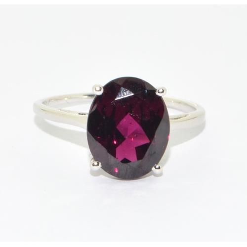 38 - 9ct white gold large Amethyst solitaire ring size N