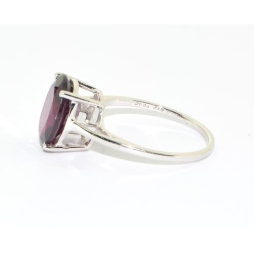 38 - 9ct white gold large Amethyst solitaire ring size N