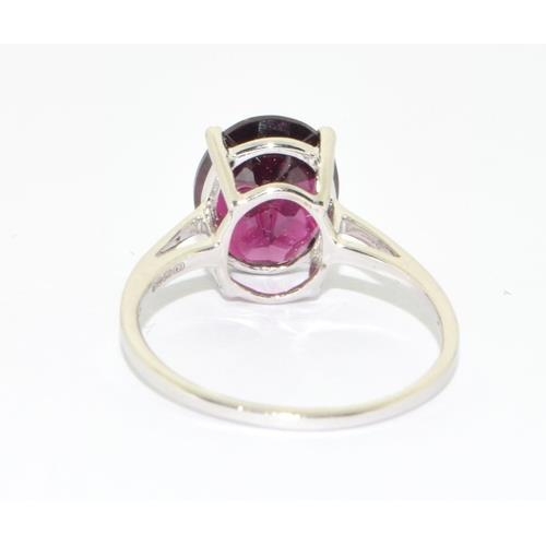 38 - 9ct white gold large Amethyst solitaire ring size N