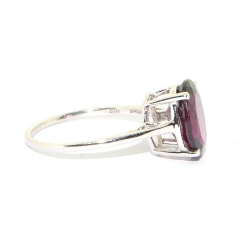 38 - 9ct white gold large Amethyst solitaire ring size N