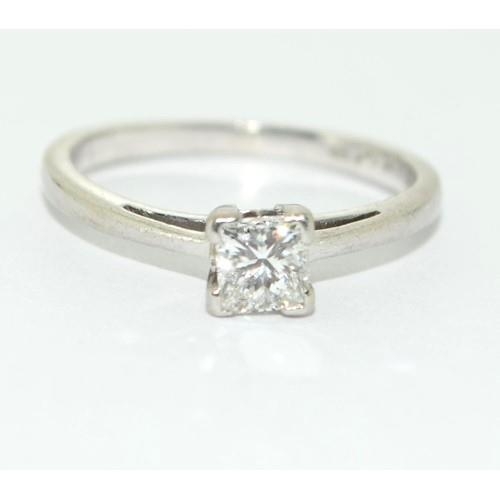 50 - Platinum ladies Diamond solitaire hall marked as Diamond in ring of approx 0.25ct size L