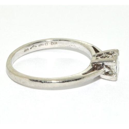 50 - Platinum ladies Diamond solitaire hall marked as Diamond in ring of approx 0.25ct size L