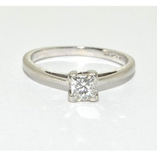 50 - Platinum ladies Diamond solitaire hall marked as Diamond in ring of approx 0.25ct size L