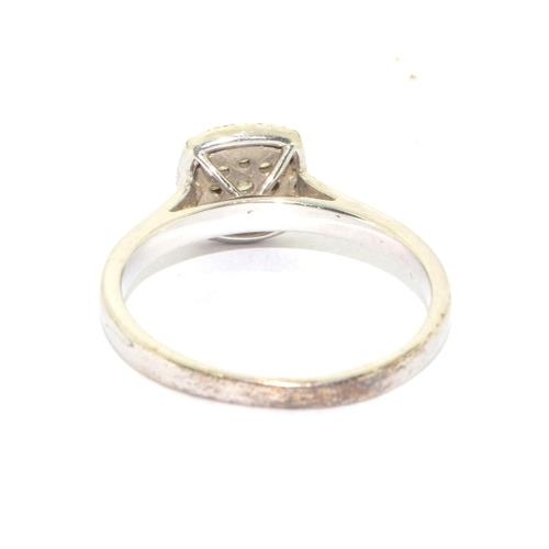 70 - 9ct white gold diamond halo ring approx 33 points 3.6g size S