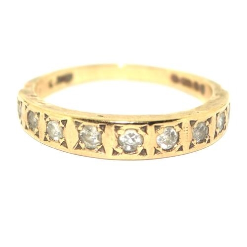 92 - 9ct gold vintage Diamond 1/2 eternity ring approx 40 points size O