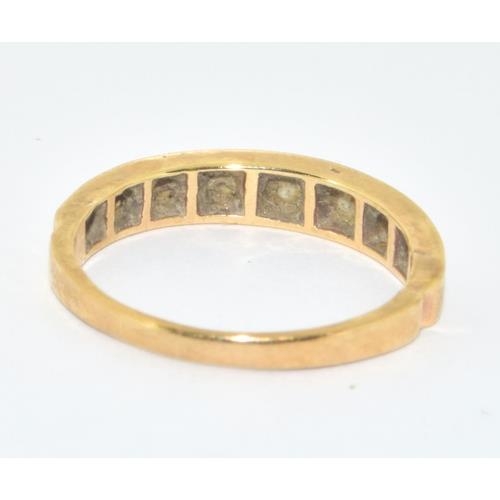 92 - 9ct gold vintage Diamond 1/2 eternity ring approx 40 points size O