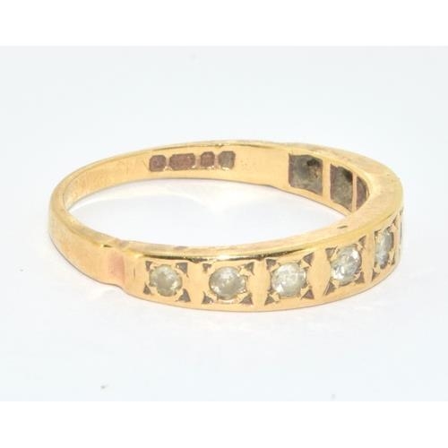 92 - 9ct gold vintage Diamond 1/2 eternity ring approx 40 points size O