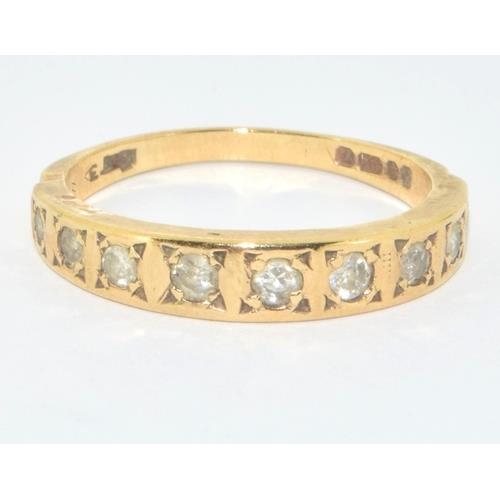 92 - 9ct gold vintage Diamond 1/2 eternity ring approx 40 points size O