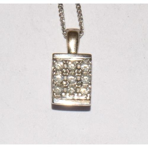 37 - 9ct white gold Diamond pendant necklace hallmarked as 0.13ct chain 42cm