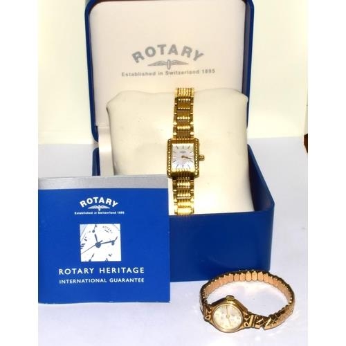 12 - 2 ladies watches a boxed Rotary and a similar gold case Rotary one