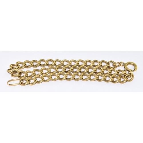 43 - 9ct gold double fancy link bracelet 19cm long 5.5g